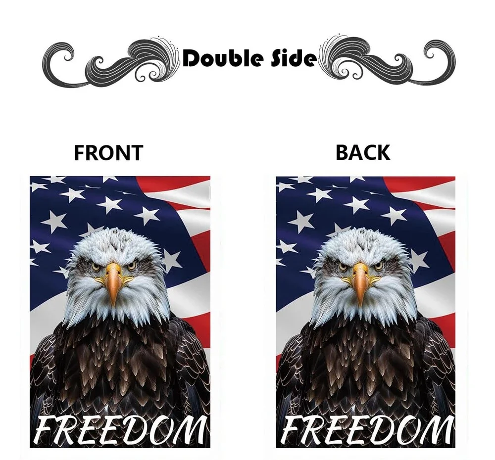 Garden Flag 12x18 Bald Eagle American Flag Freedom Outdoor Decor